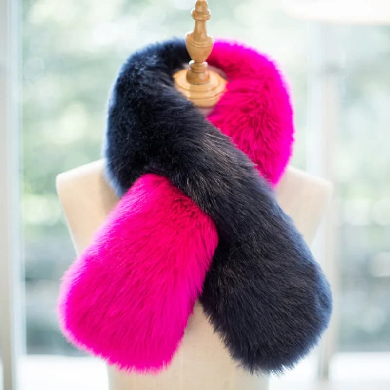 Sciarpa invernale in pelliccia sintetica Sciarpa da donna Calda morbida pelliccia pelosa Sciarpe in peluche Sciarpa calda Colletto scaldacollo esterno