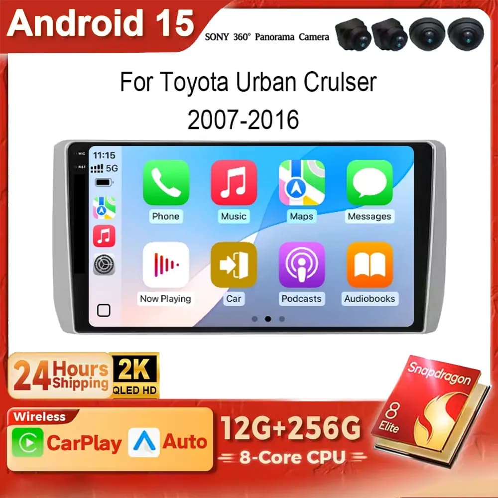 Android 15 2K QLED For Toyota Hilux Surf 3 N180 1995 - 2002 Car Radio Carplay 4G Multimedia Video Player GPS Autoradio AI Voice