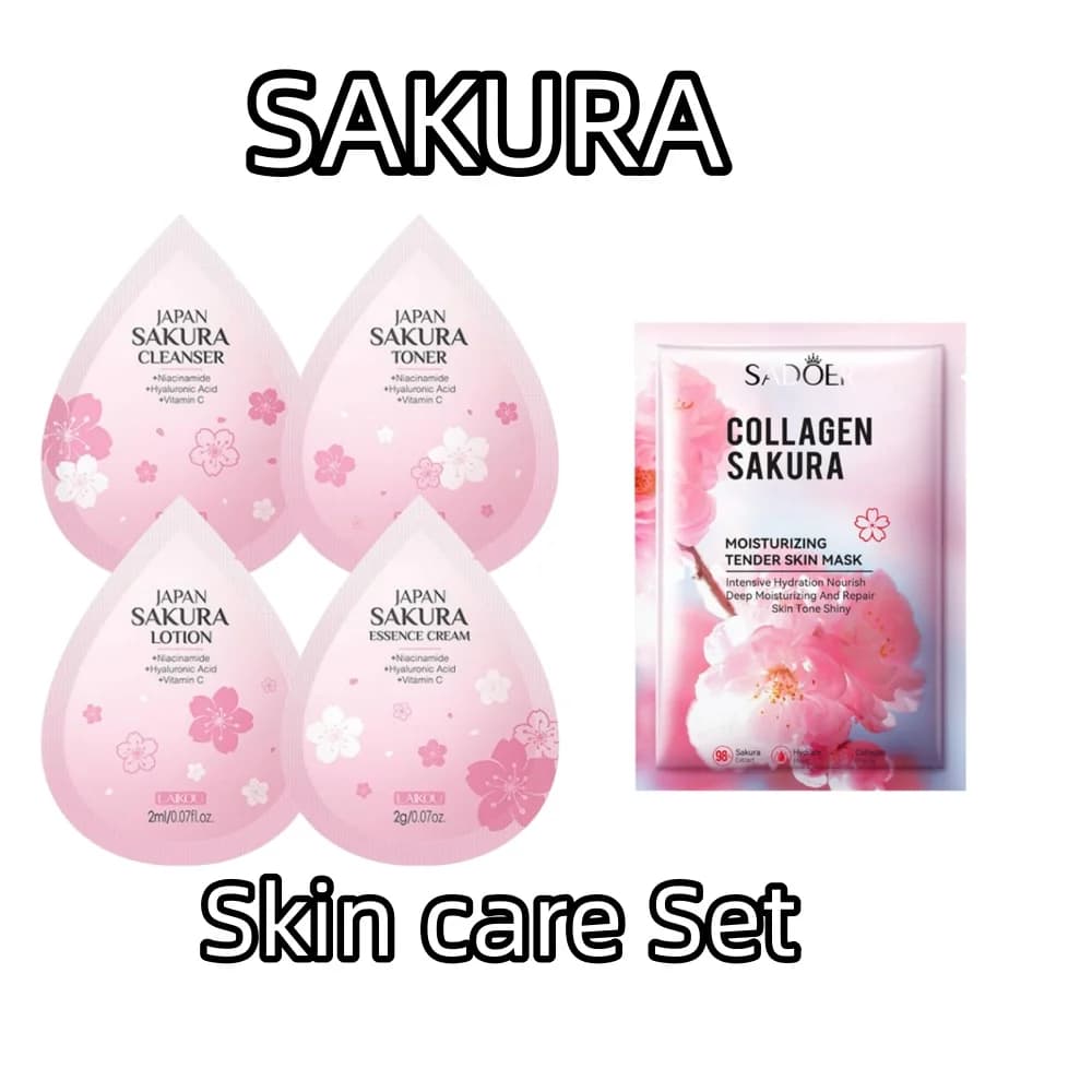Maschera Viso al Collagene Sakura LAIKOU, Campione Monodose per la Cura della Pelle, Formato da Viaggio, Mini Trattamento Viso