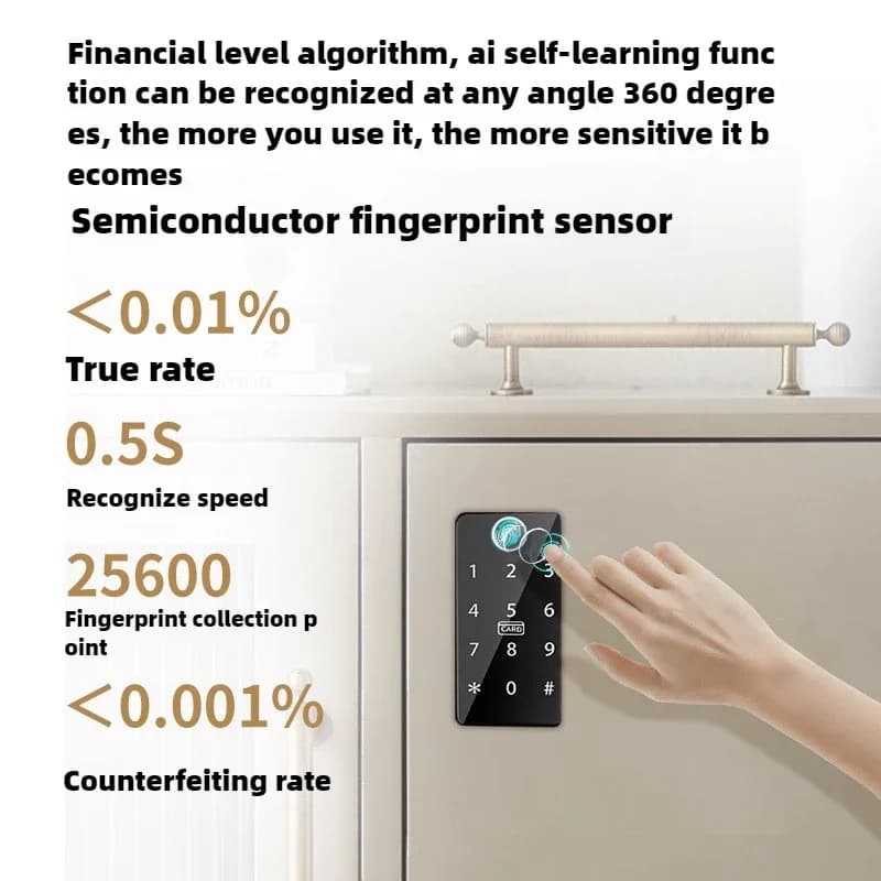 Eccellente Serratura Biometrica a Impronta Digitale Nera, Serratura Intelligente Senza Chiave per Armadietti e Cassetti, Antifurto per Porte, Lunga Durata in Standby