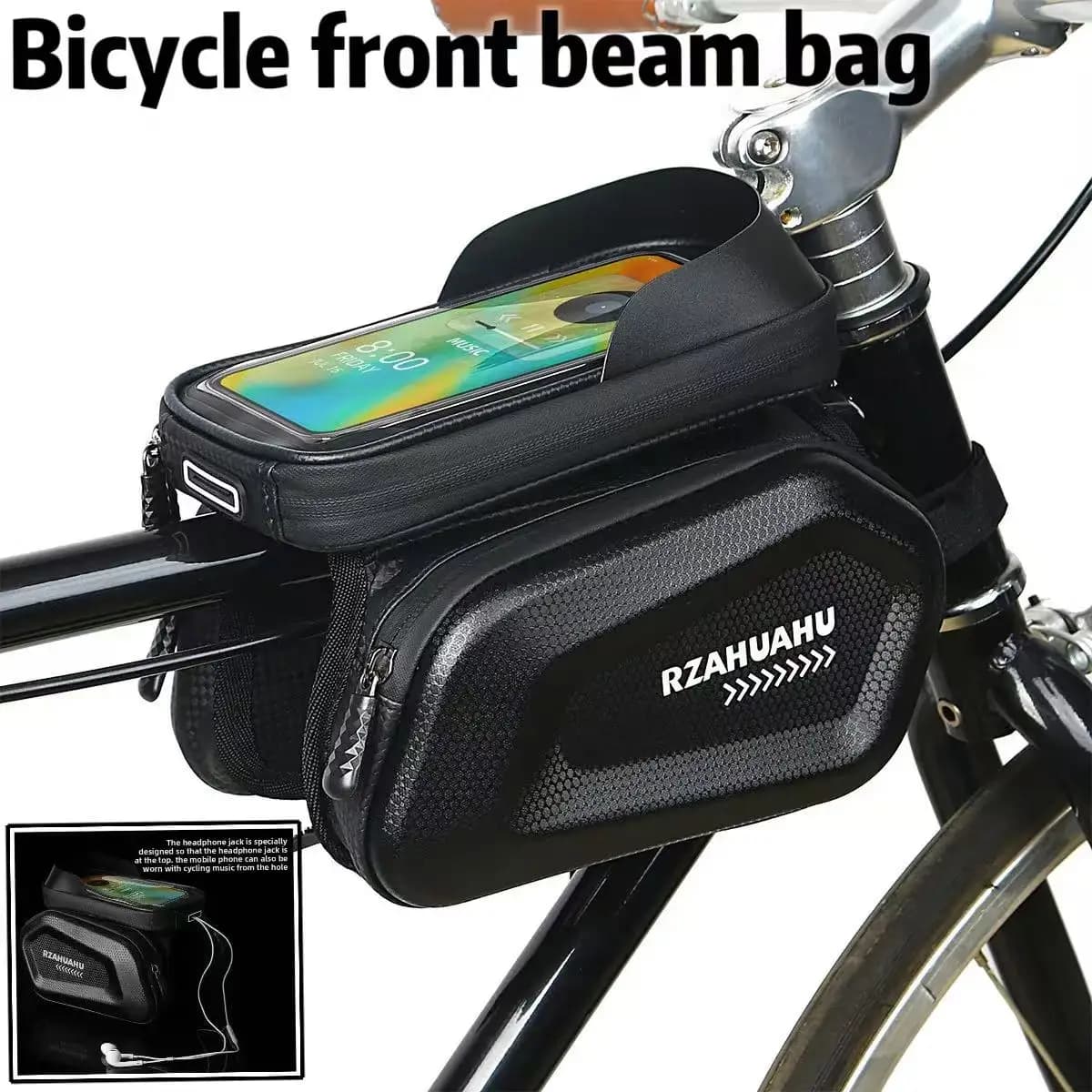 Borse per Bicicletta, Borsa da Telaio Anteriore con Supporto per Telefono Touchscreen, Custodia Portaoggetti per MTB e Bici da Strada, Accessori e Parti per Ciclismo