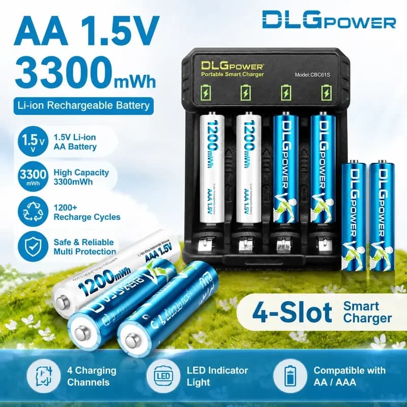 AA/AAA 1.5V Lithium Rechargeable Battery for Remote Control Electric Toy Camera Gamepad Controller Smoke Detector DLGPOWER