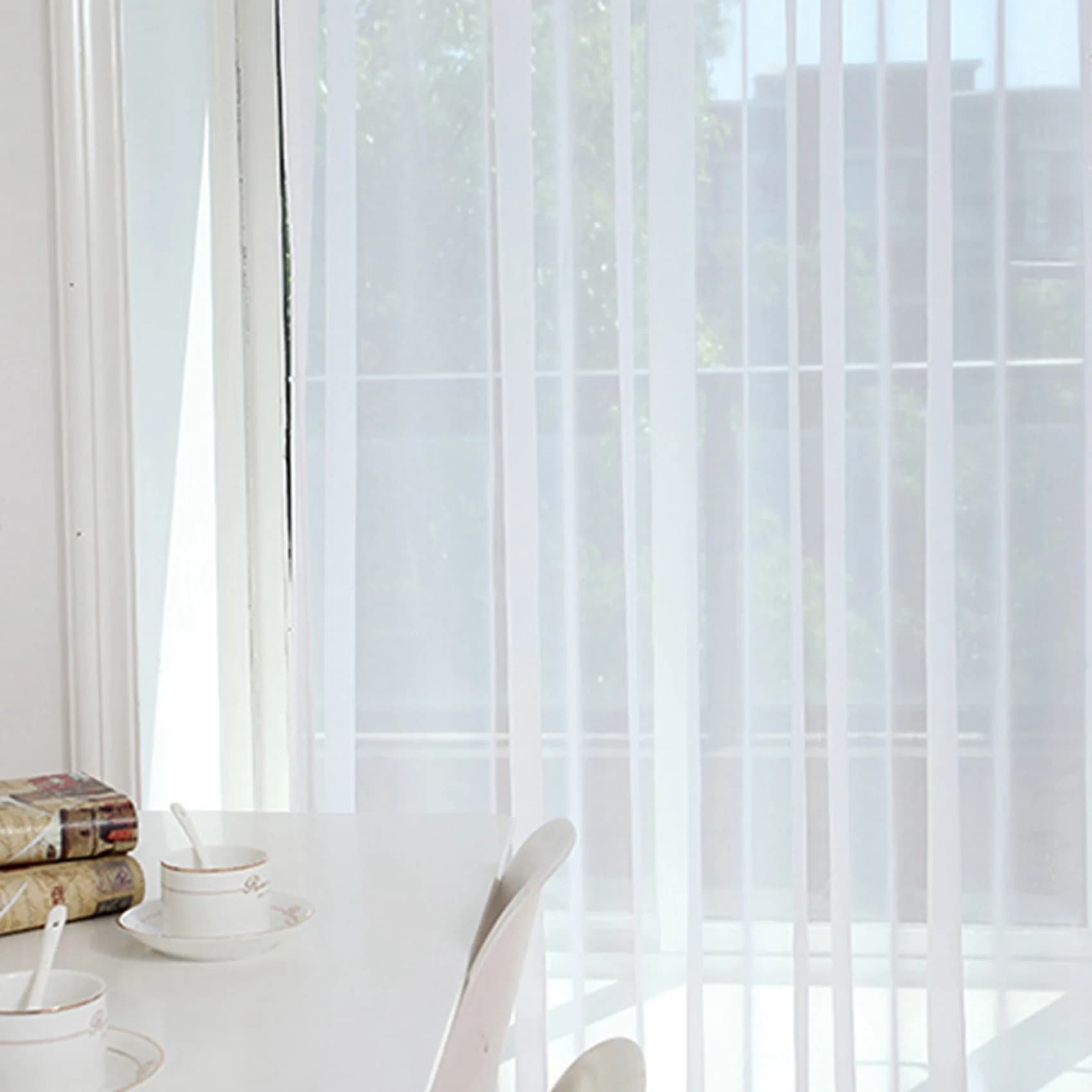 A02M-4Pcs Super Soft Great Hand Feeling White Tulle Curtains For Living Room Modern Veil Chiffon Solid Sheer Voile
