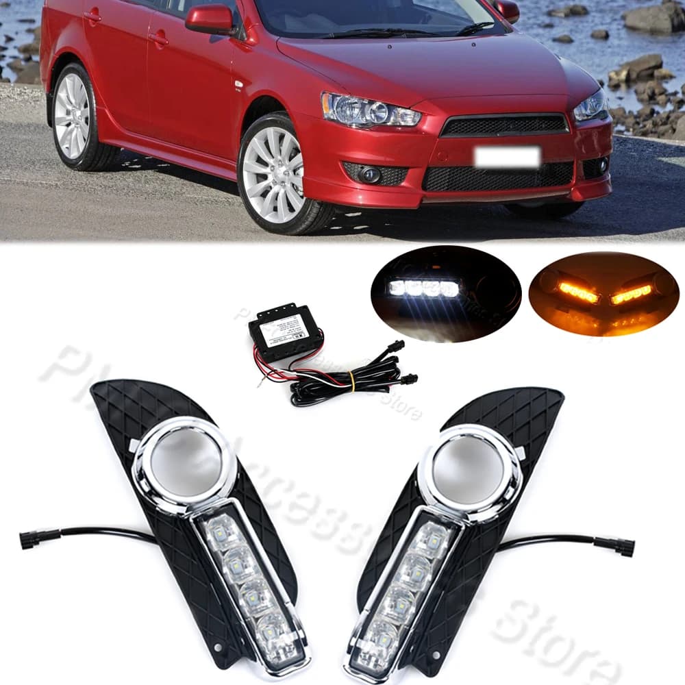 Per Mitsubishi Lancer EX 2009 2010 2011 2013 2014 bianco giallo auto LED DRL Daytime Running Lamp decorazione fendinebbia