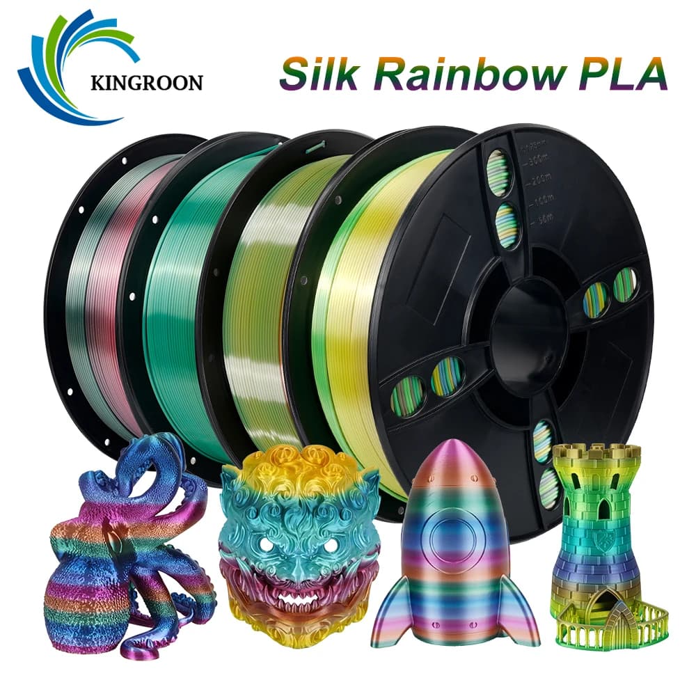 KINGROON Silk Rainbow PLA 3D Printer Filament 1.75mm Silk Candy/Universe/Macaron/Forest Colors Glossy Neatly Wound 3D Filaments Special Colors