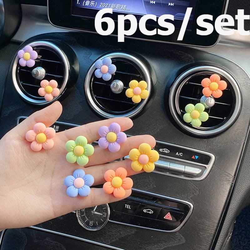6 pcs/set Car Flower Outlet Vent Perfume Deodorant Dances Small Daisy Air Conditioning Clip Interior Decoration Car