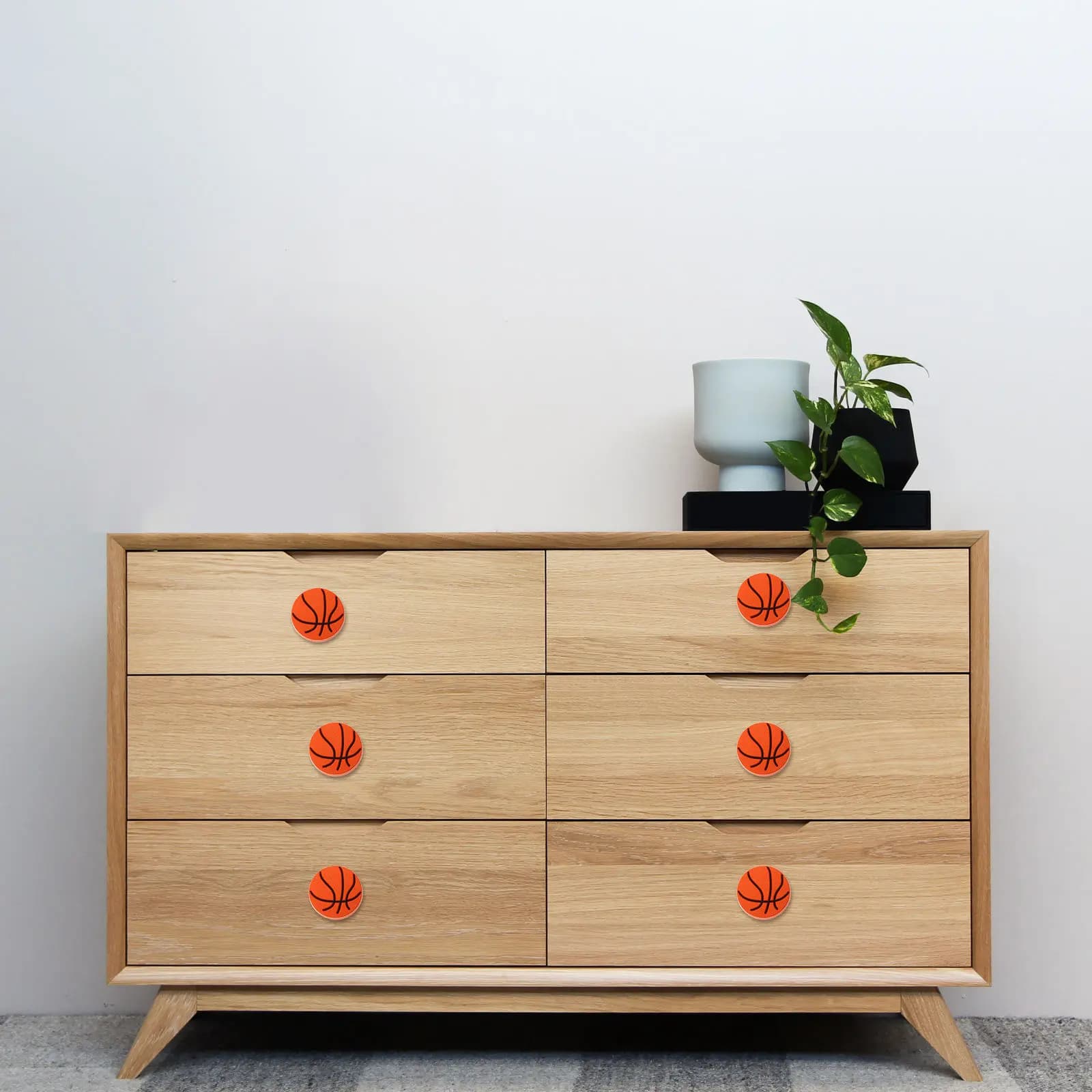 6 maniglie decorative per porte con design a pallacanestro, eleganti maniglie anti-collisione in lega per cassetti e armadietti per bambini