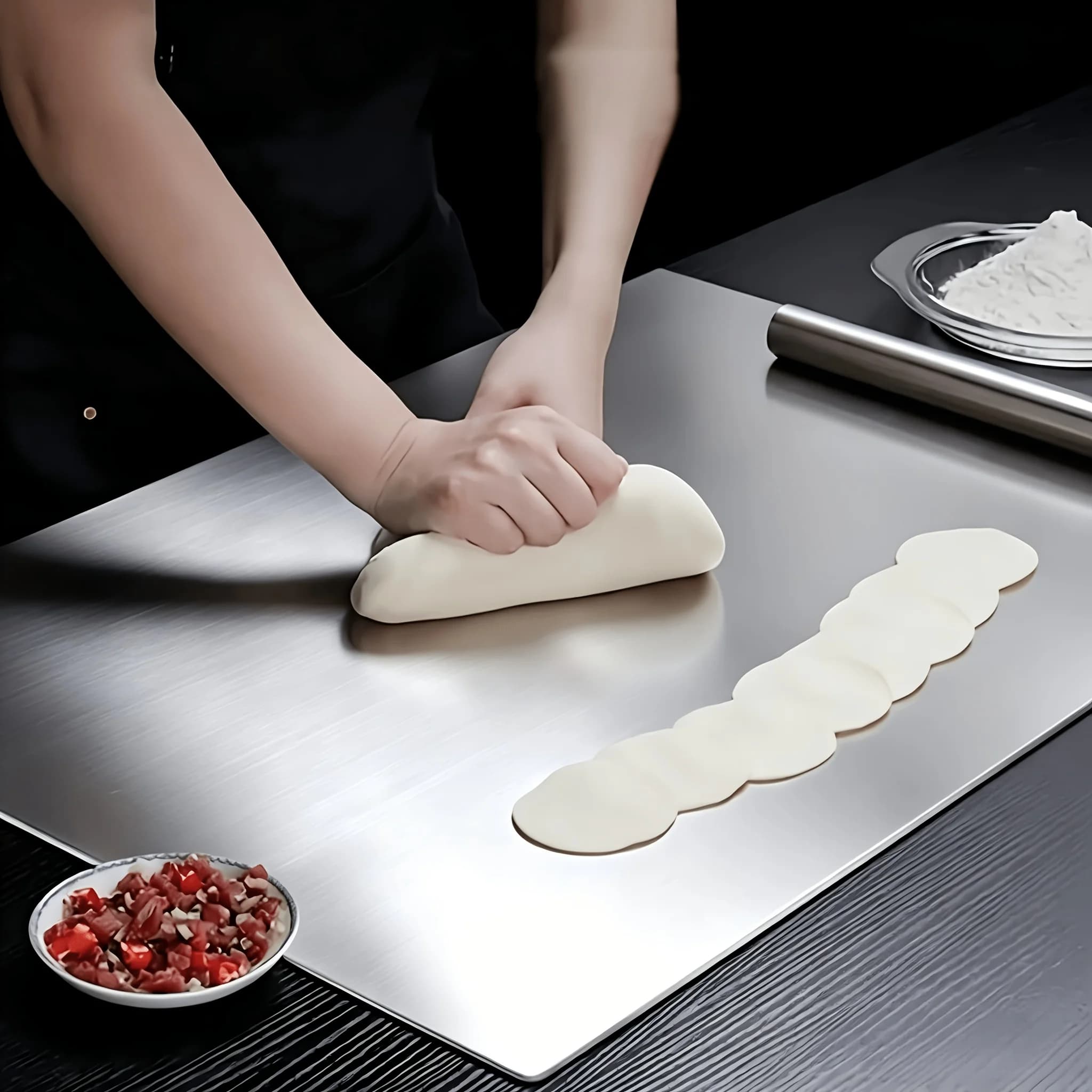 Large Stainless Steel Cutting Board, Kitchen Board, Commercial Use, Non-slip Double-sided Chopping Board