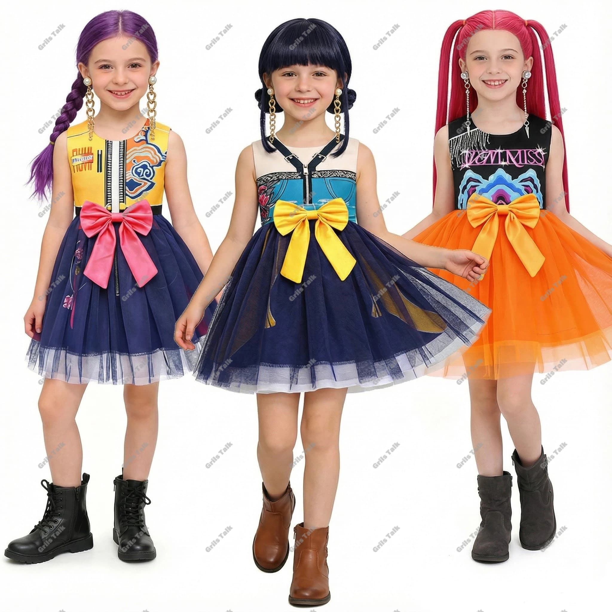 Fashion Pop Girls Dress Summer 2026 Children's Cosplay Costume Demon Masquerade Halloween Party Set Carnival Costumes 3-10 Years