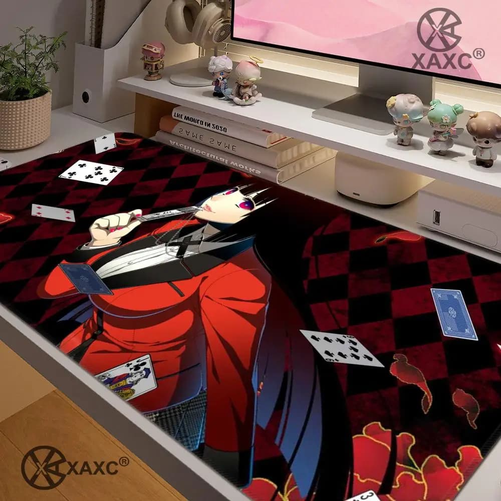 Tappetino per mouse Anime Kakegurui Yumeko Jabami XAXC, tappetino per tastiera e mouse di grandi dimensioni, tappetino per mouse da gioco in gomma antiscivolo, tappetino per mouse per laptop