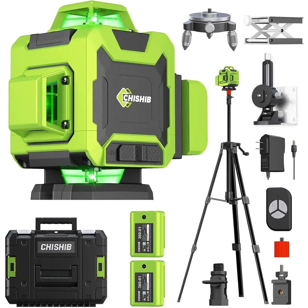 Livella Laser a Linea Verde 4D Regolabile con Treppiede per Ristrutturazioni Domestiche e Allineamenti di Precisione