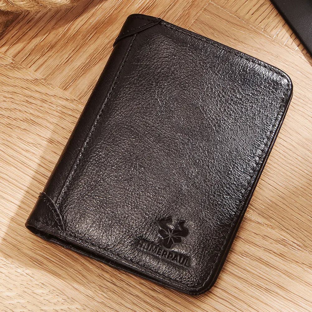 Portafoglio da uomo in vera pelle RFID Blocking Card Holder ID Money Bag Slim maschio Trifold Multi Function Clutch portamonete di lusso
