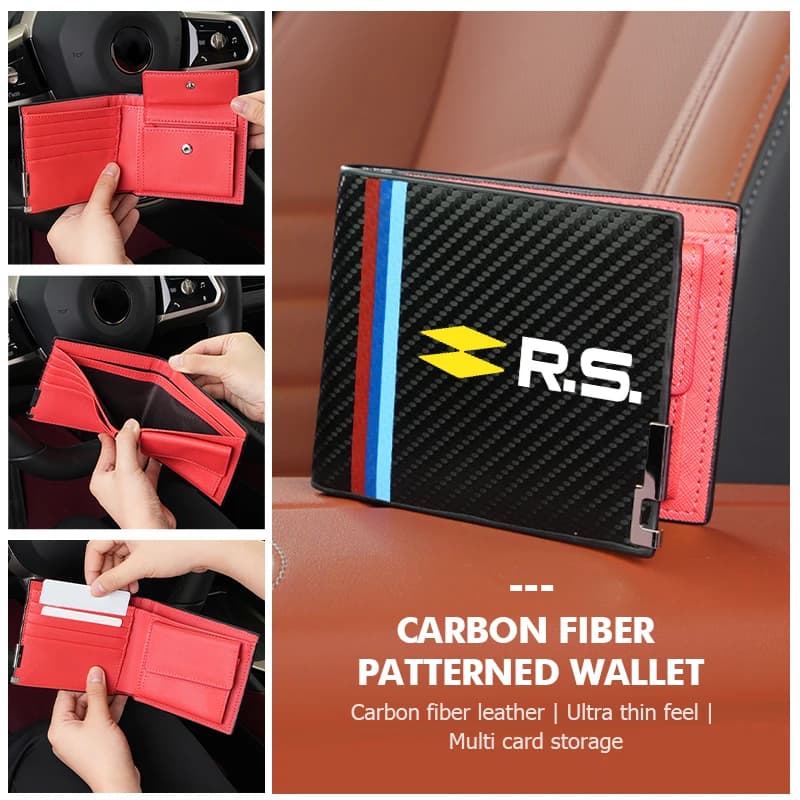 Carbon Anti-theft Credit Card Package Men Wallet Holder PU Purse For Renault Arkana Captur Twingo Talisman RS Line Logan Duster