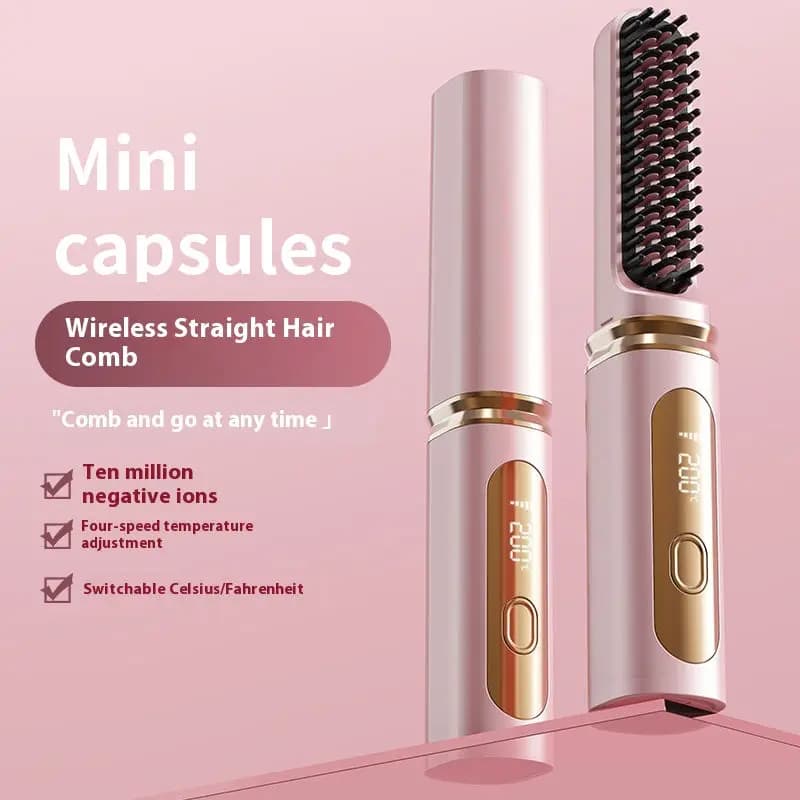 Pettine for smoothing portable hair comb without trace of negative ions Mini smart rechargeable hair plate