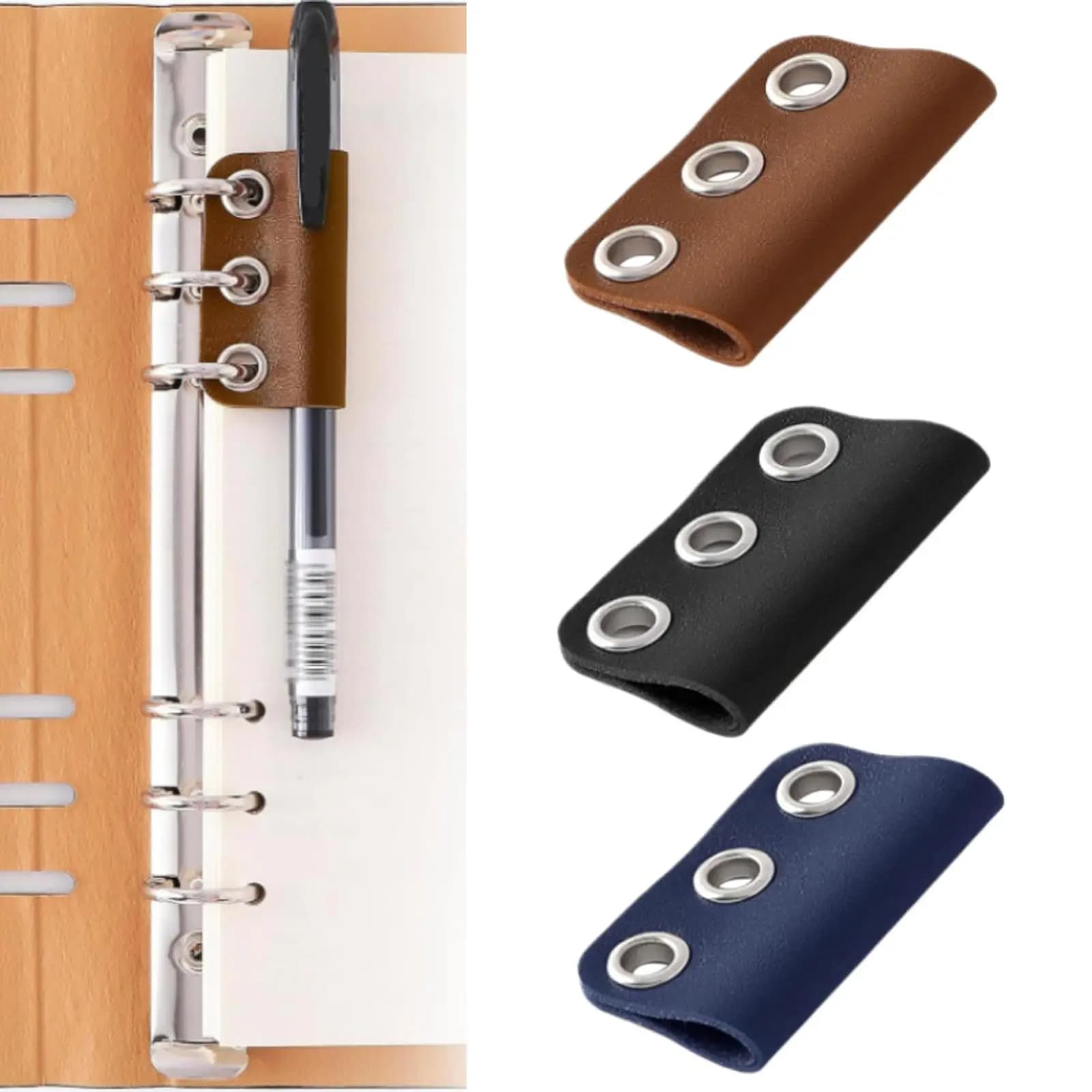 Leather Detachable Pen Loop Holder Journal Notebook Pencil Clip Sleeve Planner Accessories Refillable Binder Organizer