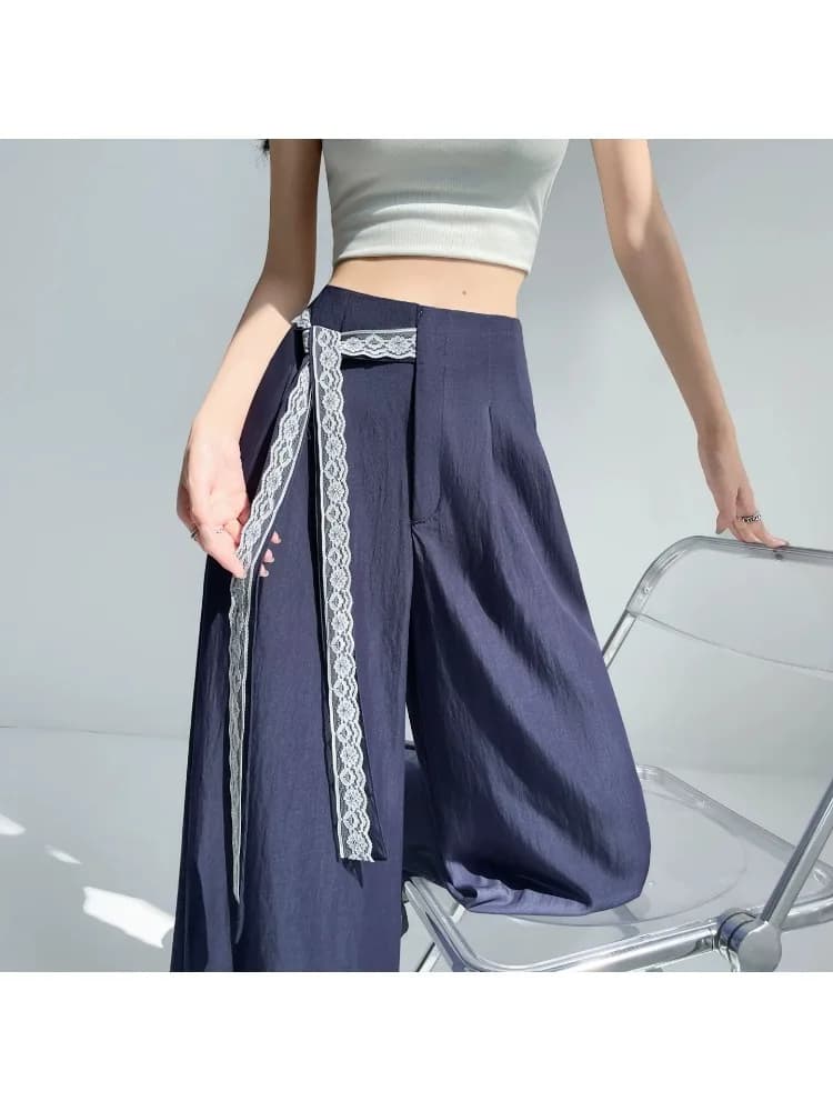 plus Size Women's Loose High Waist Summer Thin Ice Silk Wide Leg Jeans Comfortable Breathable Casual Denim Pants