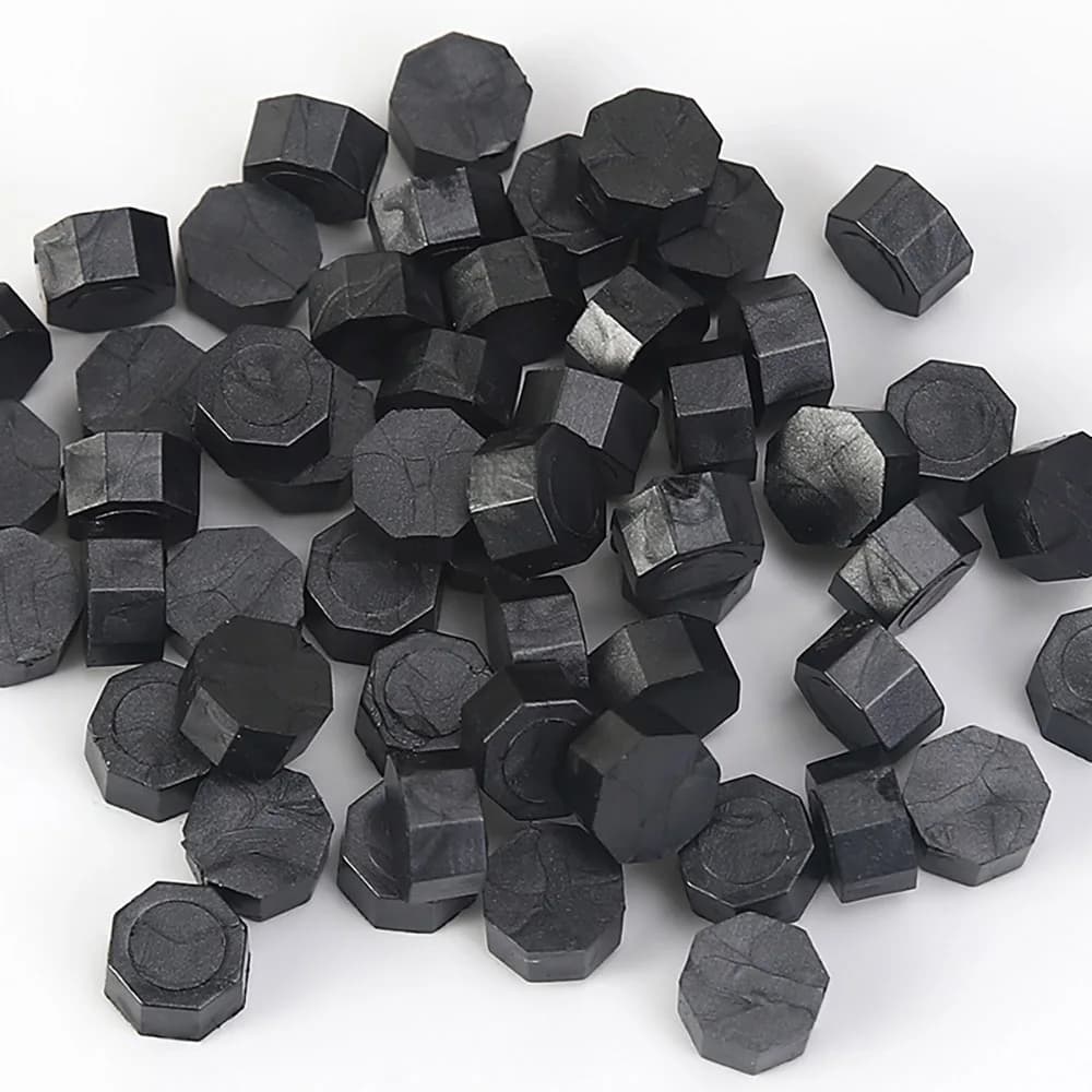 50 Pz/pacco Nero Brillante Sigillo di Cera Perline Timbro FAI DA TE Mestiere Matrimonio Compleanno Invito Festa Antico Ottagono Sigillante Cera