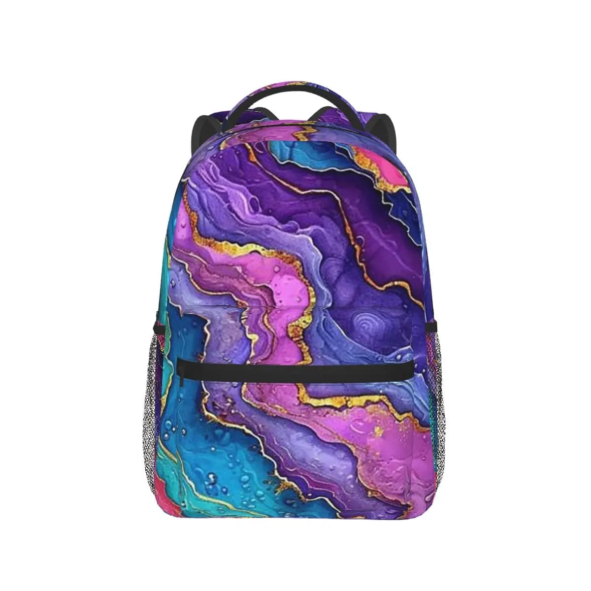 Blue Purple Gilded Luxury Gold Marble Backpack Hot Sale Daypack Large Capacity Boys Girls BookBag School Bag Shoulder Bags
