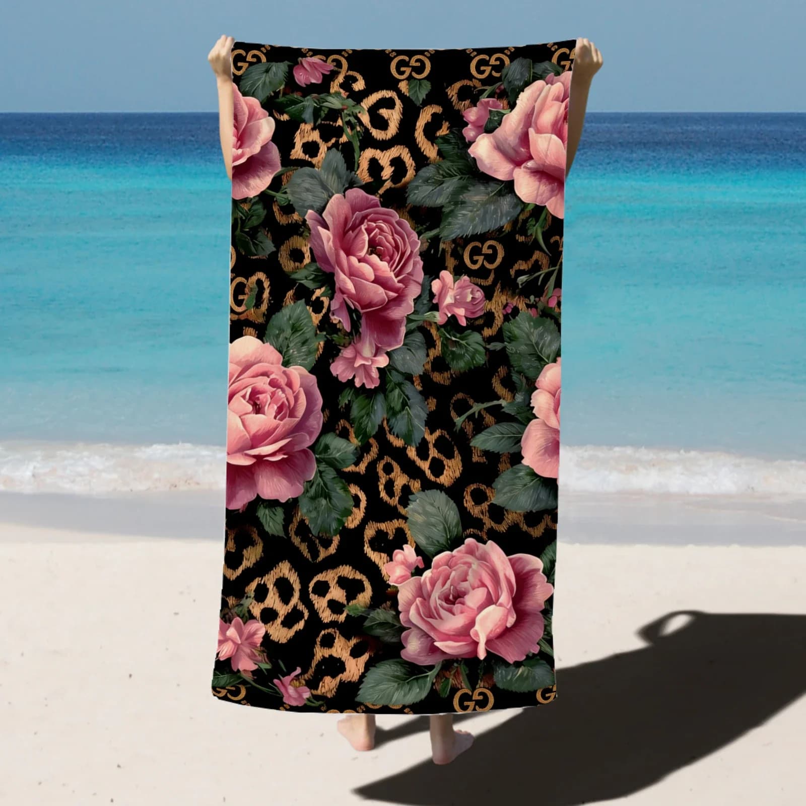 Telo Mare in Microfibra a Petali di Peonia, Grande Formato, Asciugatura Rapida, per Spiaggia, Piscina, Viaggi, Yoga