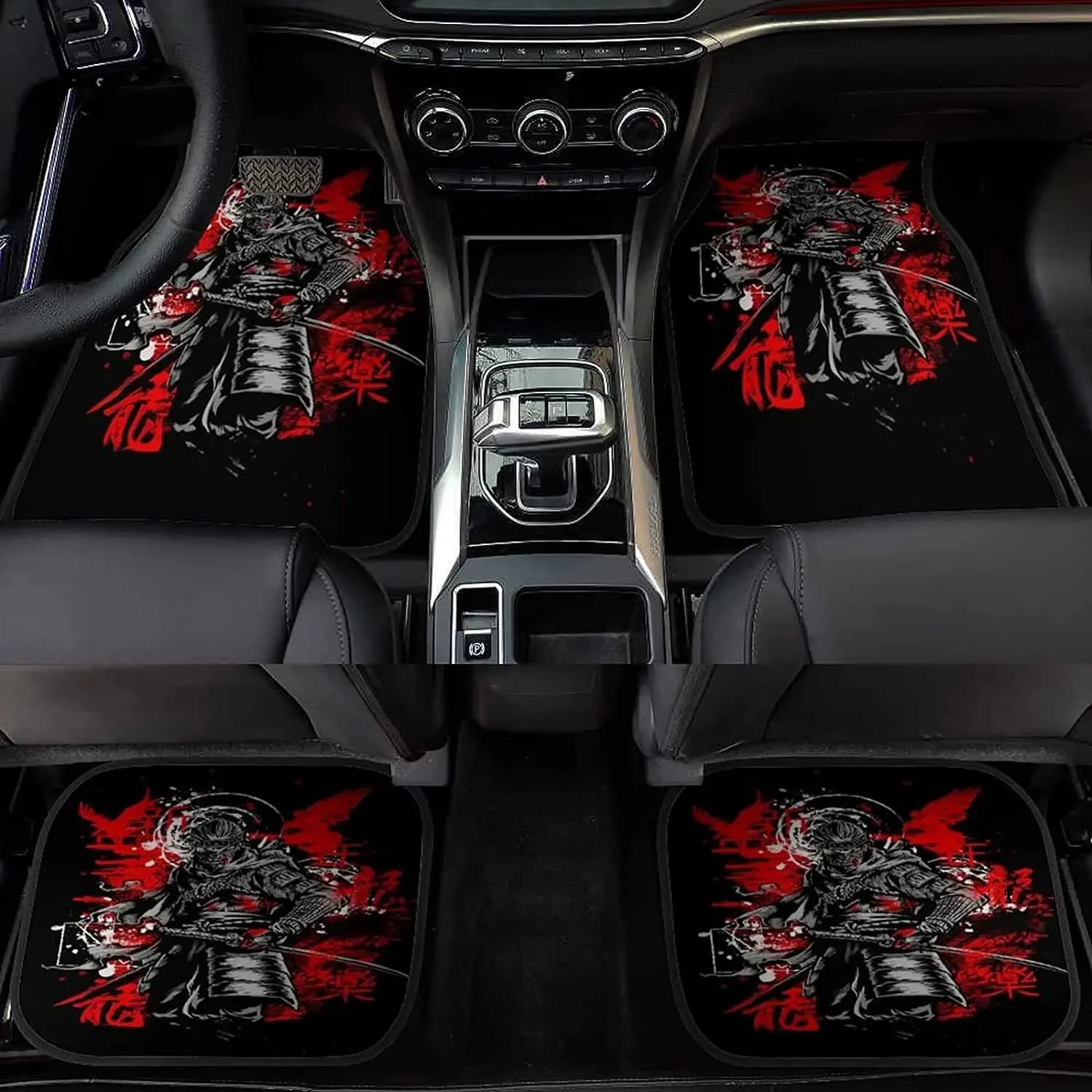 Front and rear Dark Samurai Cool Car Seats Set of 4 pieces SUV truck caps for cars with non-slip backrest