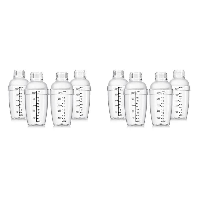Nuovo Set da 8 Pezzi: Shaker per Cocktail in Plastica con Misurazioni e Filtro, Bicchiere Trasparente con Scala Graduata
