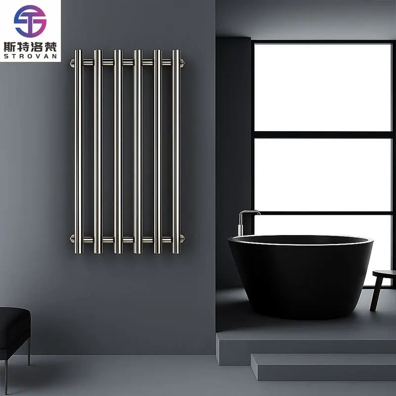 Scaldasalviette Verticale in Acciaio Inox da Parete per Bagno, Design Moderno a Barra Rotonda