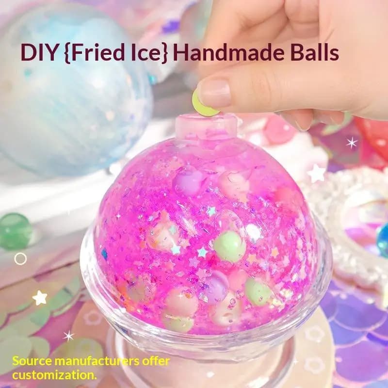 DIY Slime Stress Relief Ball Kit Non-Toxic Glitter PVC Creative Craft Gift for Boys Girls Aged 3+