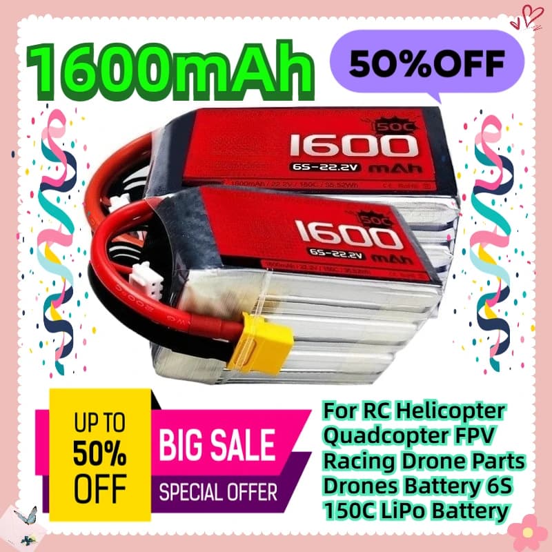 22.2V 1600mAh Per RC Elicottero Quadcopter FPV Racing Drone Parti Droni Batteria 6S 150C LiPo Batteria