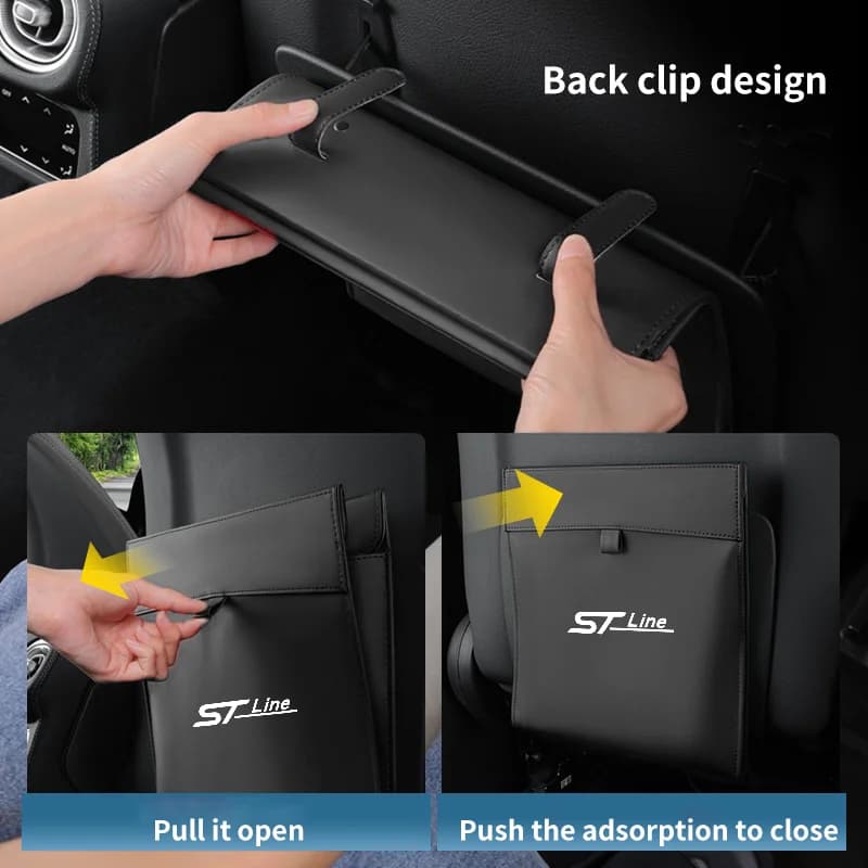 Sacco della spazzatura per auto ad adsorbimento magnetico Bidone della spazzatura impermeabile automatico Sedile sospeso per riporre e pulire il bidone della spazzatura per Ford ST Line