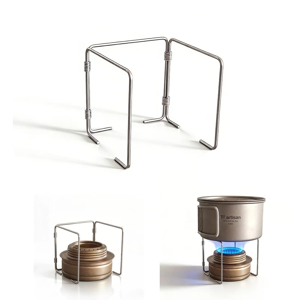 Supporto a treppiede pieghevole in ottone per fornello a alcol - Supporto per fornello da esterno - Ultra-leggero per Trangia e fornelli simili