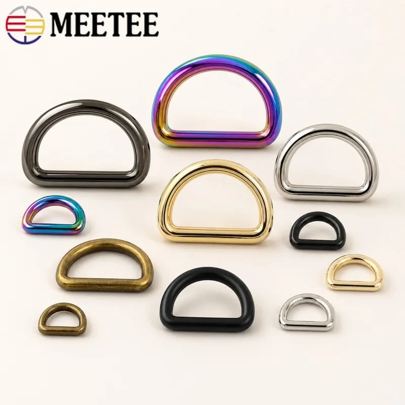 10Pcs Meetee 10-50mm Metal O D Ring Buckles for Backpack Strap Belt Dog Collar Webbing Clasp Leather Craft Handbag Accessories