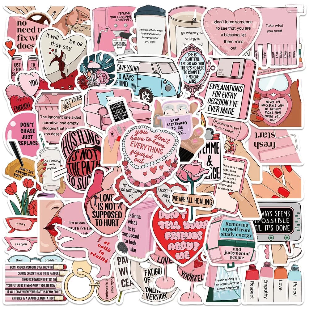 50PCS Auto Motivazione Sbarazzarsi del Mentale Attrito Interno Adesivo Vinile FAI DA TE Frigo Laptop Moto Diario Auto Ragazza Regalo Adesivo