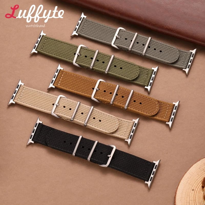Black Brown Green Wrist Bracelets for Apple Watch 1-10 SE Ultra Ribbed Nylon Strap for Iwatch 49/46/45/44/42/41/40/38mm Band
