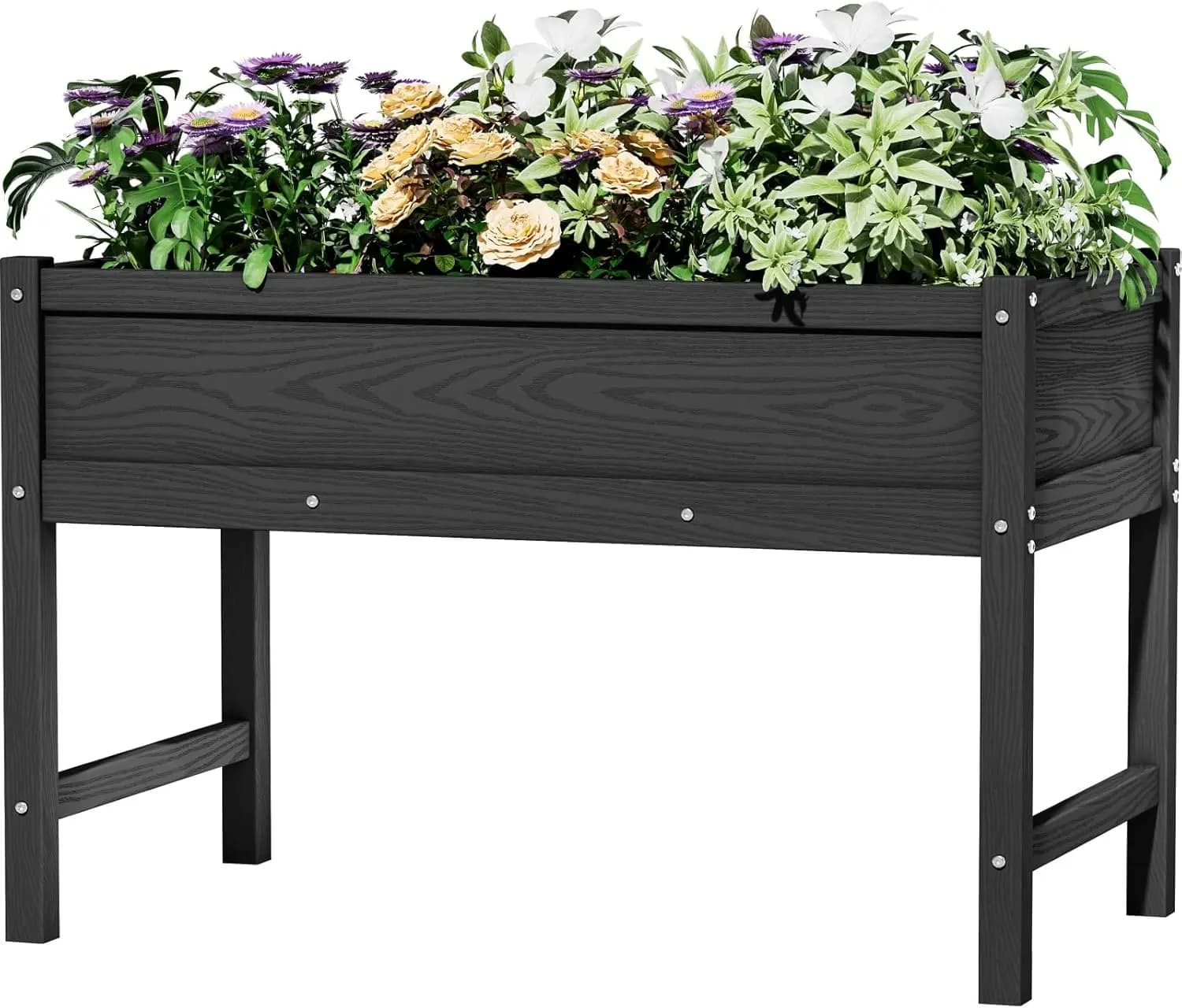 Fioriera Rialzata in HDPE con Gambe, Vaso Rialzato per Esterni Resistente alle Intemperie per Semi, Erbe, Fiori, Verdure