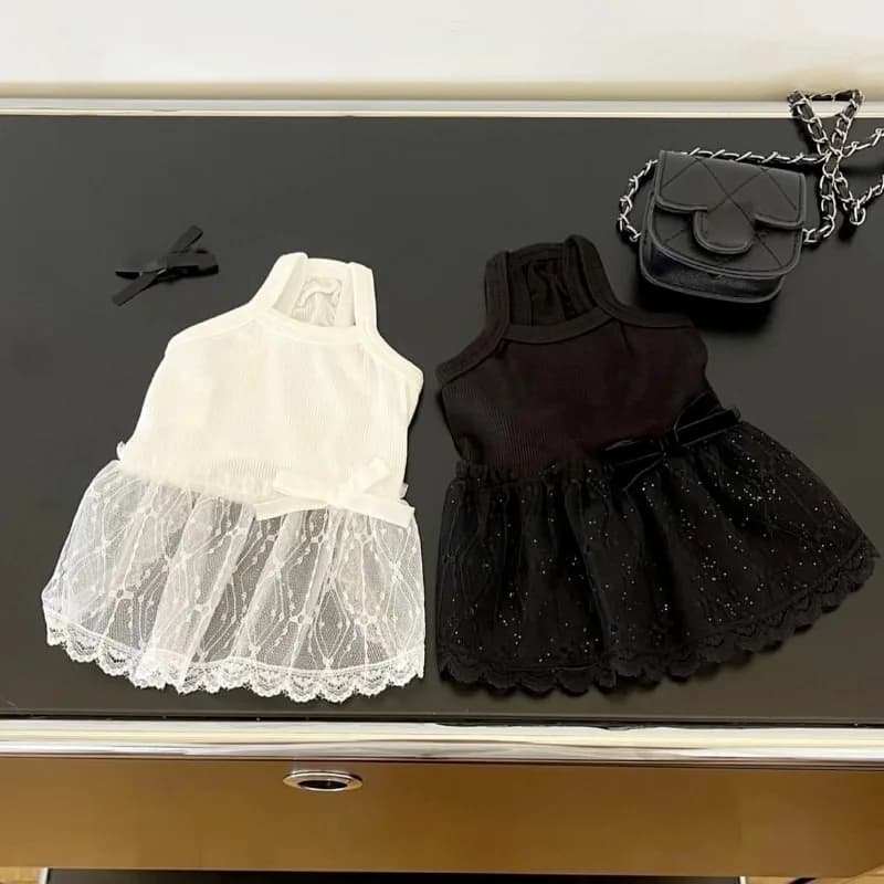 Gonne in pizzo per cani, vestiti per animali domestici, abiti da principessa, vestiti estivi alla moda per cani, gilet neri per Teddy, vestiti per gatti, abbigliamento per Chihuahua