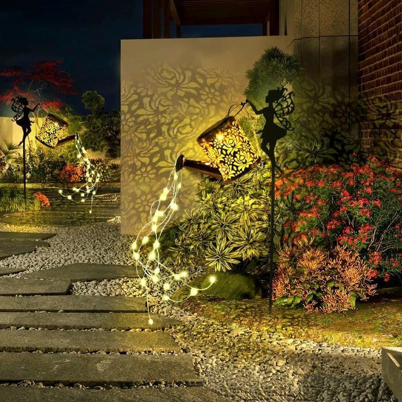 1/2PCS Bollitore Solare Lampada In Metallo Vintage Solare LED Appeso Fata Annaffiatoio Luci Lampada Da Prato Solare Esterna per la Decorazione del Giardino del Cortile