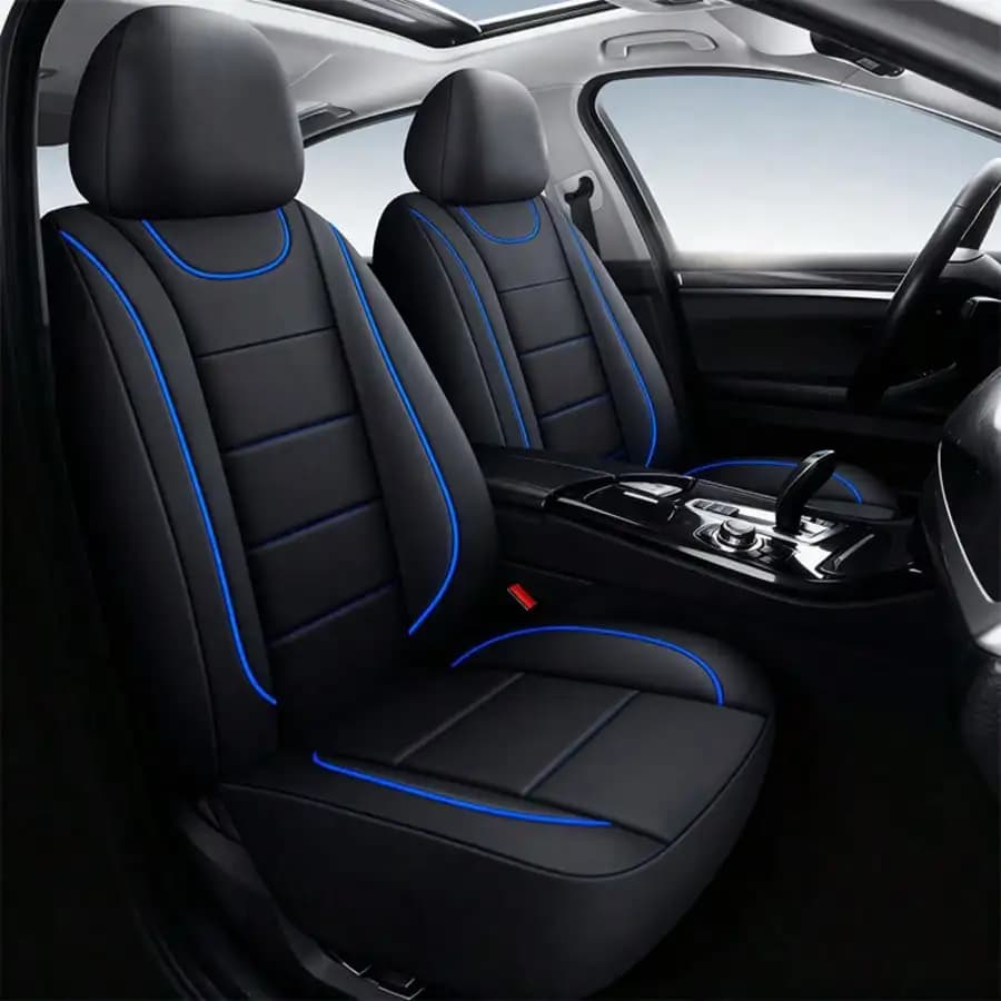 Universal 2-Seat Car Seat Covers. Leather Fabric With Elasticated Design For A Close Fit To The Original Car Seats. Suitable For All Seasons, Durable, Comfortable, And Effectively Protects The Original Car Seats.
