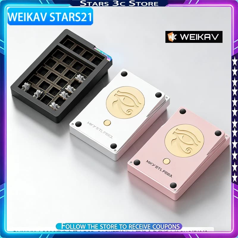 WEIKAV Stars21pad Mini Tastiera Meccanica in Lega di Alluminio Kit Wireless Tri-Modalità QMK/VIA Tastiera Personalizzabile Accessori per Ufficio