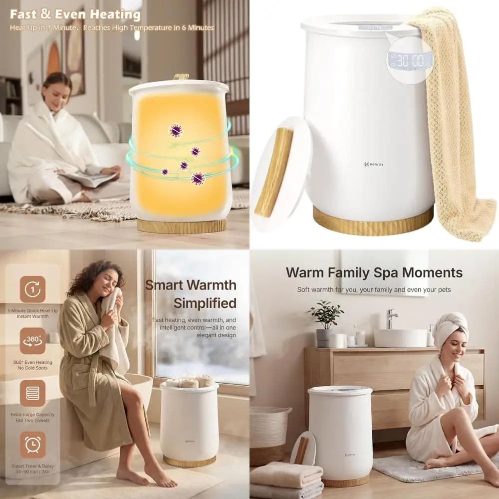 Scaldasalviette Large Adjustable with 3 Heaters Elements, Heating time 30-90 Min and Timer 24 Hours for Bathers and Covers of Large Size