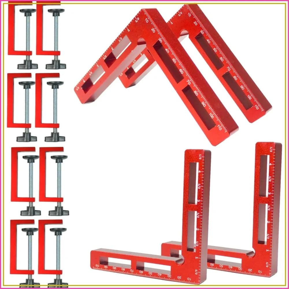 90 Degree Positioning Squares Right Angle Clamps for Woodworking - 4 Pack 5.5" Aluminum Alloy Corner Clamps for Picture Frame, Cabinet, Boxes, Drawers