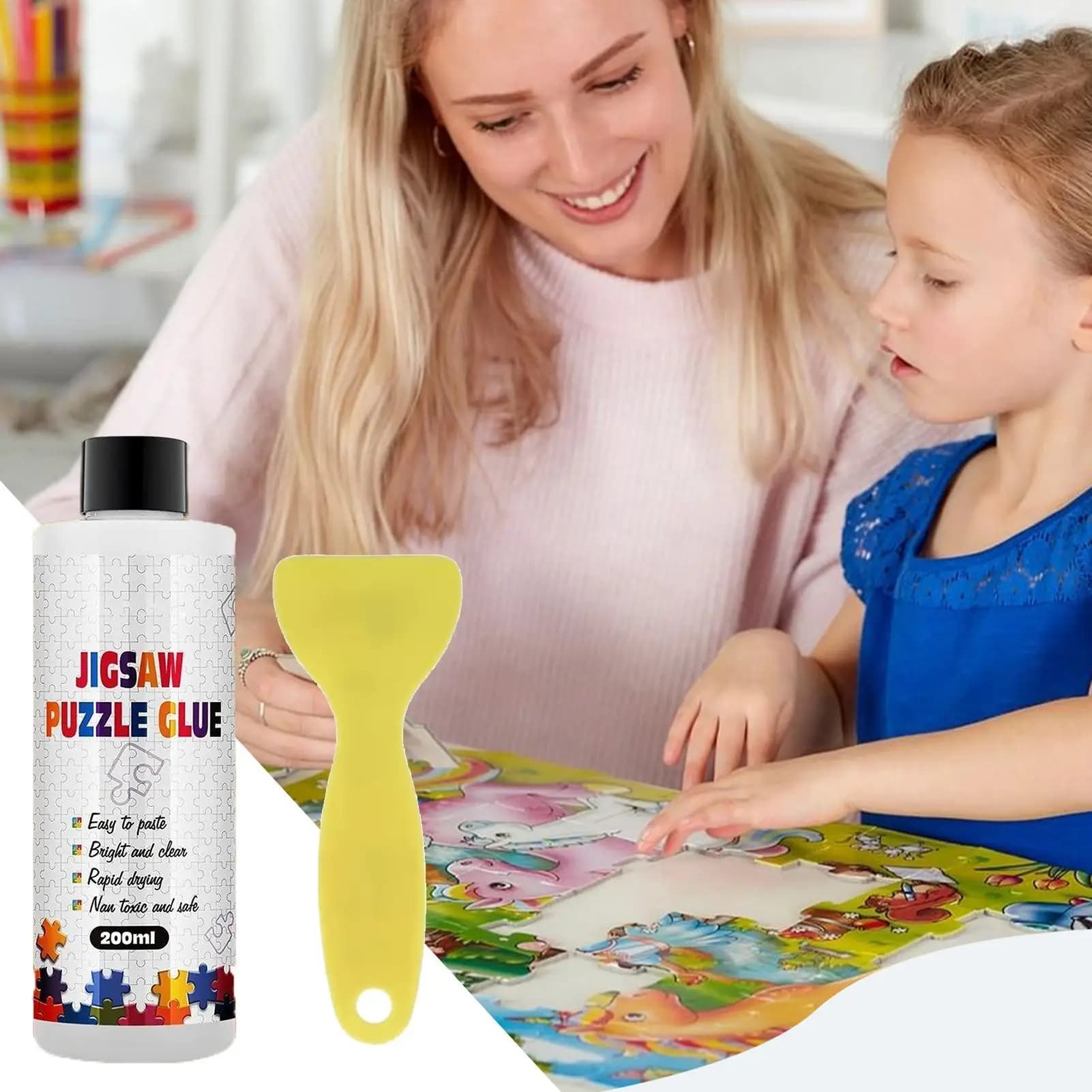 200ml Puzzle Glue Quick Drying Sealant with Applicator for Jigsaw Puzzle Art Wood Frame Fabric Painting
