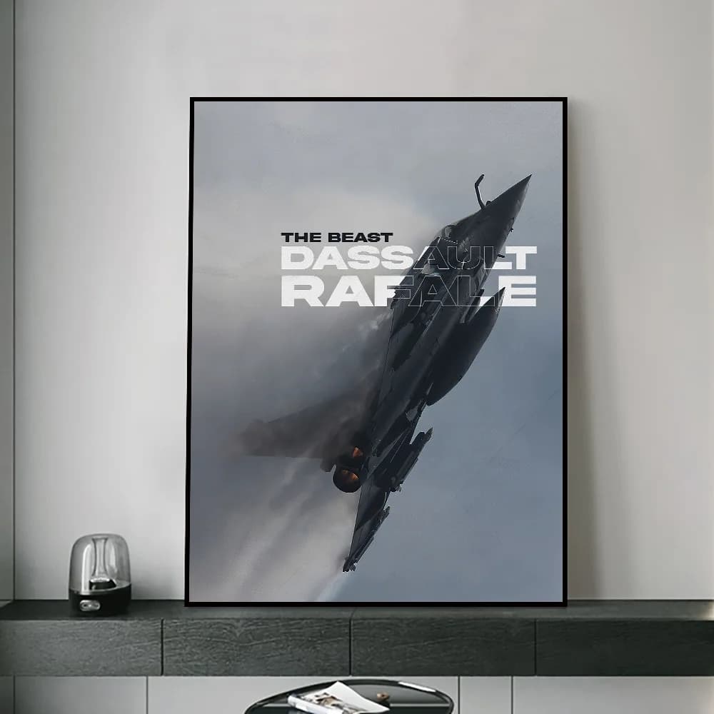 Modern Military Aviation Jet Canvas Print, Powerful Fighter Jet Wall Art for Boys Room Office Home Decor Poster Gift