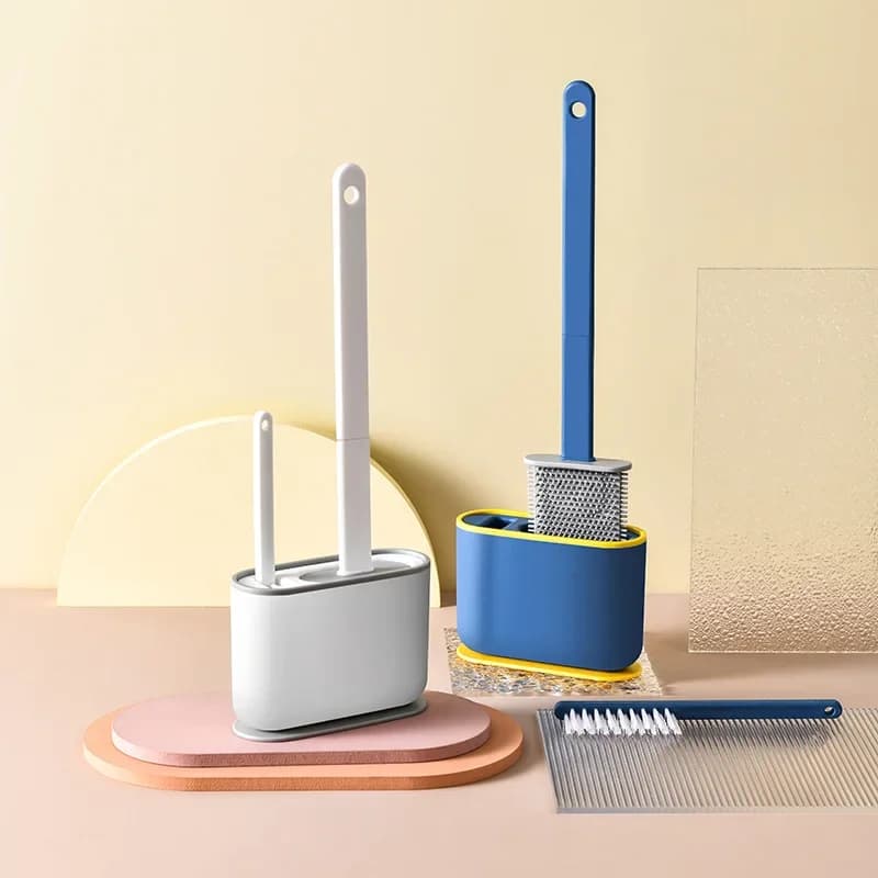 Scopino per WC a parete Scopino per WC 2 in 1 A prova di perdite d'acqua con base Porta scopino in silicone Spazzola per pulizia WC