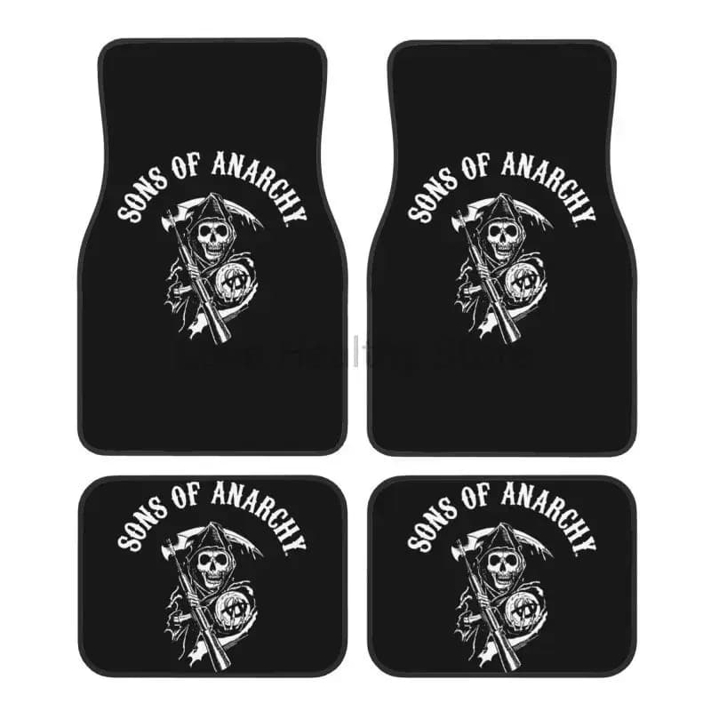 Tappetini per auto personalizzati Sons of Anarchy Set di 4 tappetini anteriori e posteriori Accessori per auto decorativi universali per furgone SUV berlina