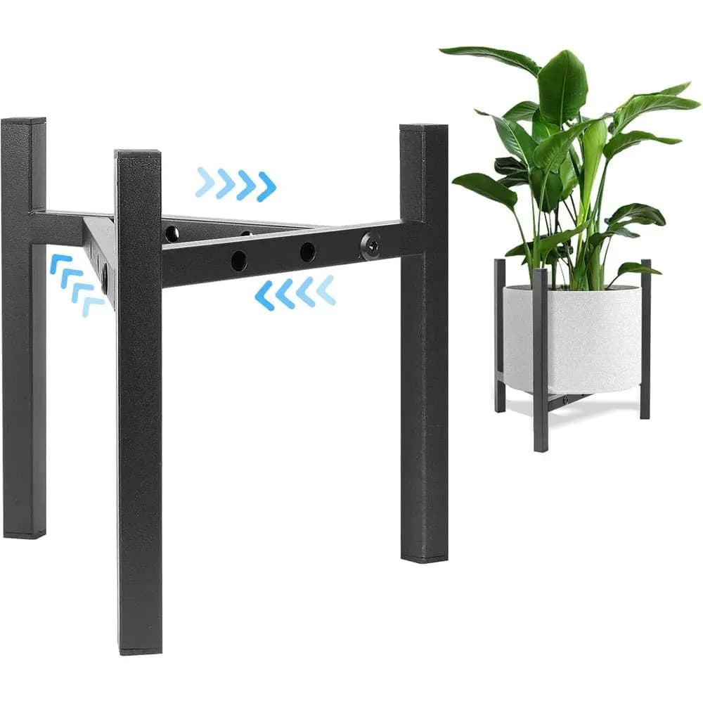 Indoor Adjustable Metal Plant Stands, Heavy Duty Stable Pot Holder for Indoor Outdoor, fits 8-12 inch Pots, Black (Pot & Plant N