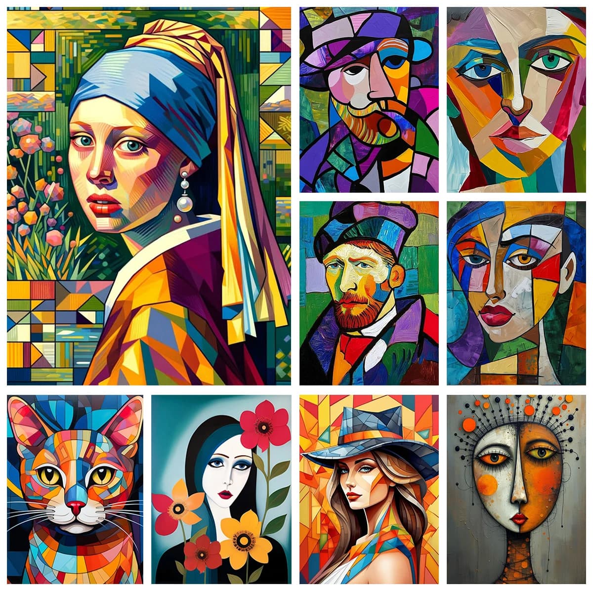 Abstract Figure Diy Diamond Art Painting Pearl Girl Mosaic Oil Painting Handmade Diamond Embroidery Home Wall Decor