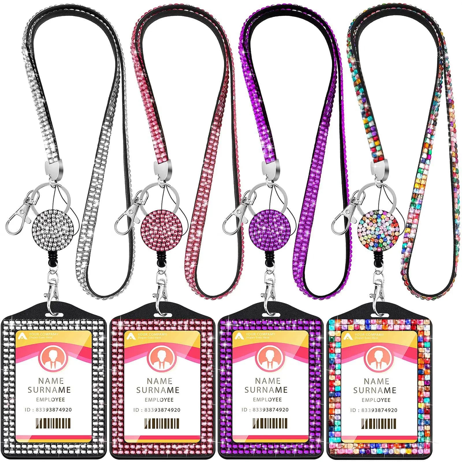 Nuovo porta Badge con strass ID cordino Bling Crystal collana Strap Badge Card Holder custodia protettiva corda appesa retrattile