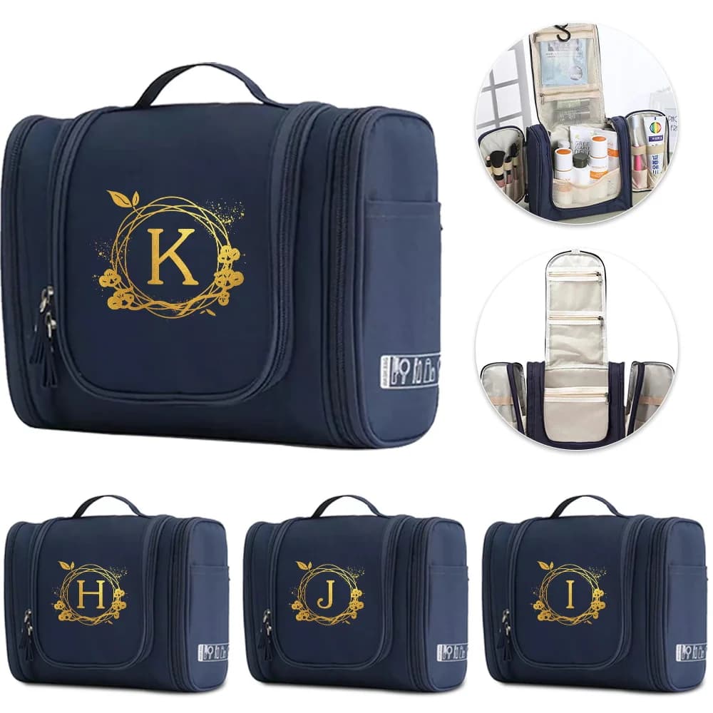 Large Capacity Travel Washing Hanging Cosmetic Bag Wreath Letter Pattern Women Toiletry Storage Makeup Bags Cosmetics Handbags