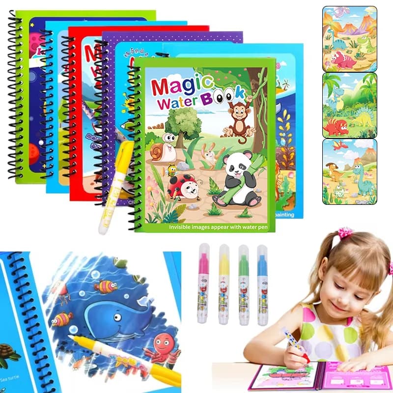1PC Magic book for watercolor painting for children with rechargeable water pen for children Animal cartoon painting book Educational toys