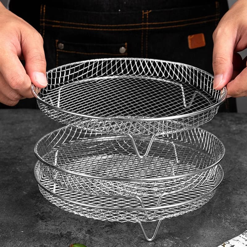 3 Layer Air Frying Machine Tray for Stainless Steel Square Air Frying Machine Stackable Air Frying Machine Air Frying Machine